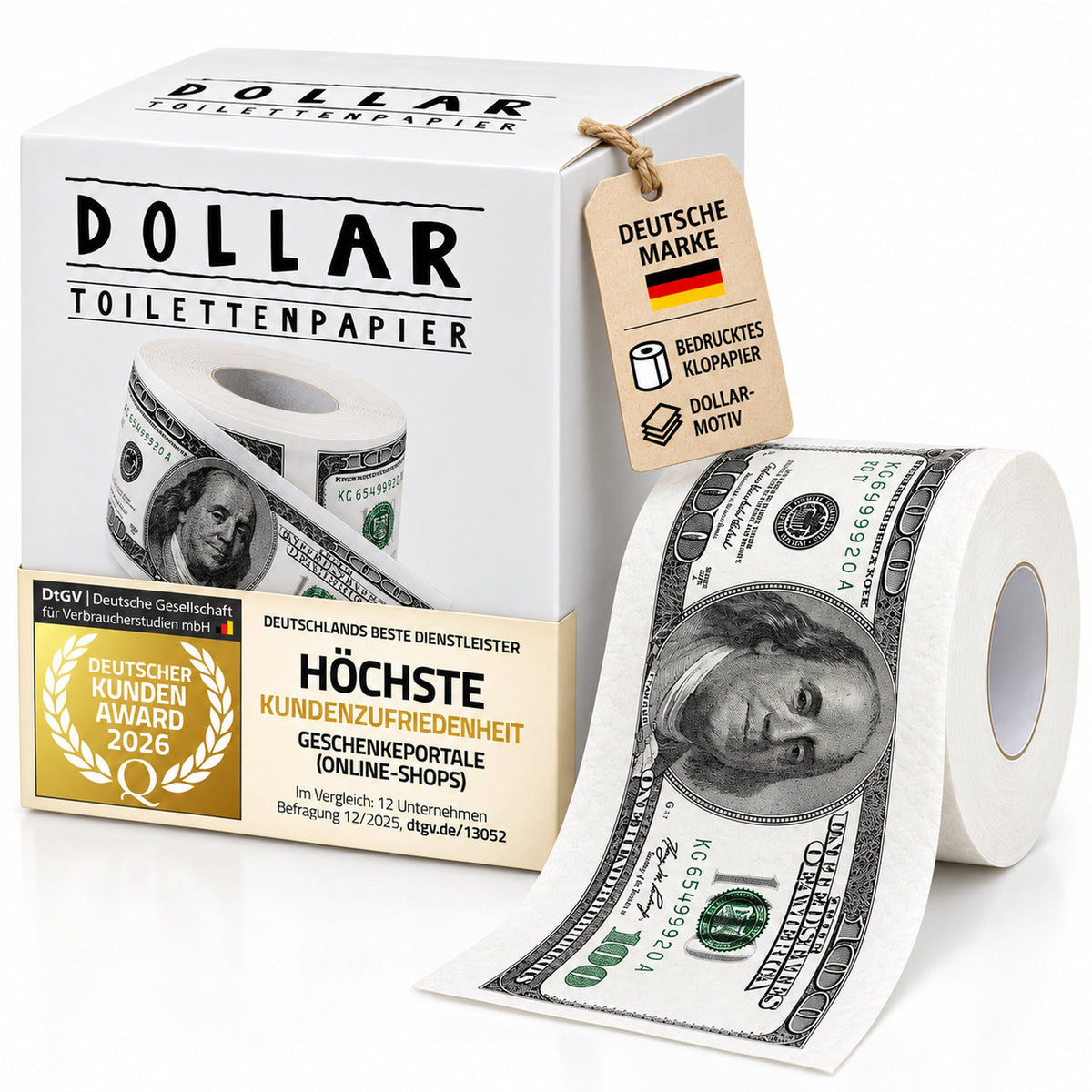 $100-Schein Klopapier – Lustiges Scherzartikel-Geschenk für Wichteln | B01N7XW21Q