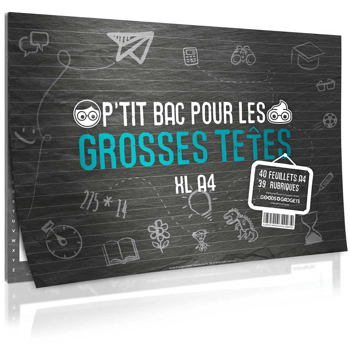 P’tit Bac pour les Grosses Têtes — édition française A4, 40 feuillets et 39 rubriques