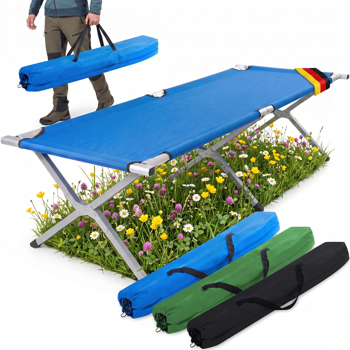 Faltbares Army Feldbett aus Aluminium - Stabiles Campingbett