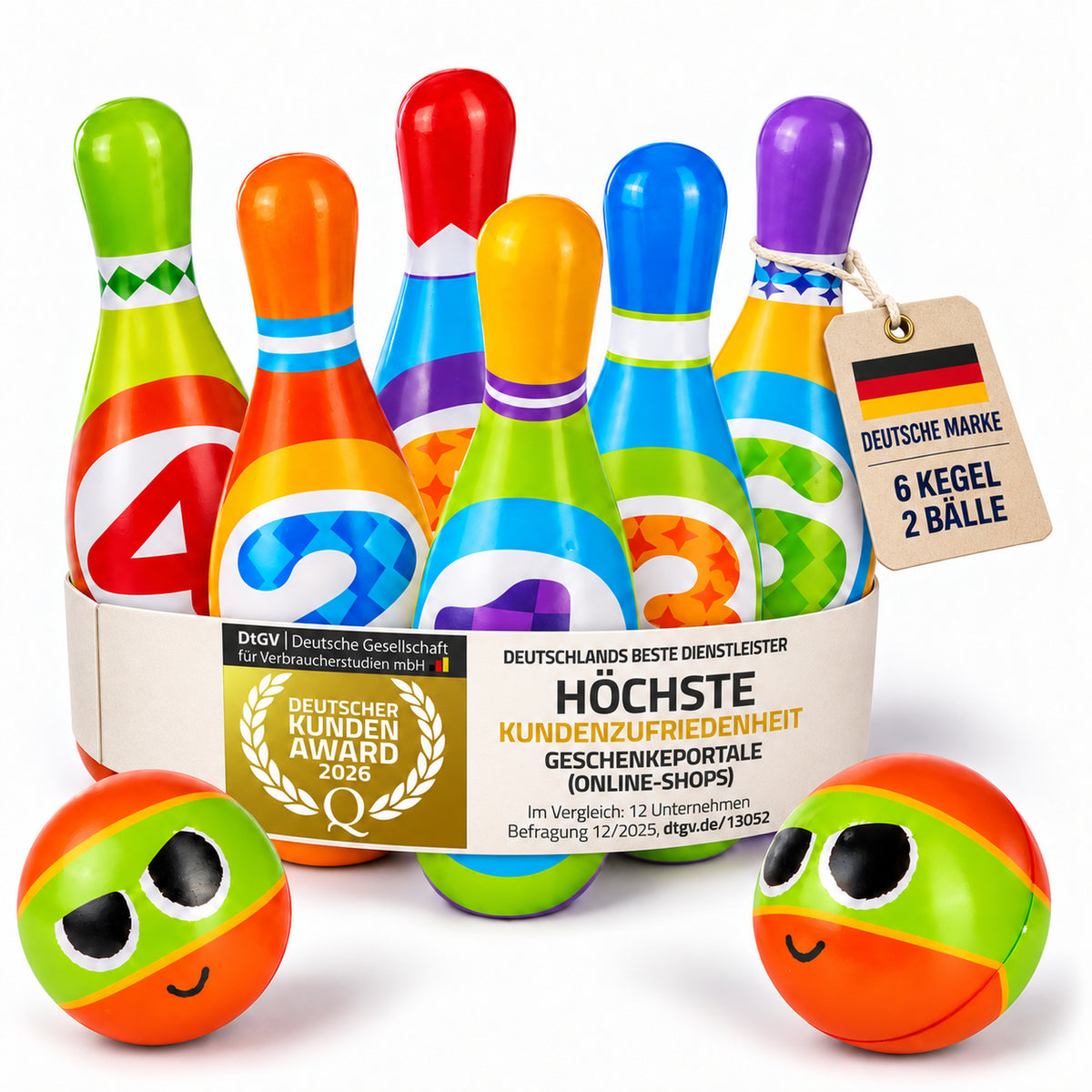 XXL Bowling Set für Kinder - 10 Weiche Kegel & 2 Bälle - Spielzeug