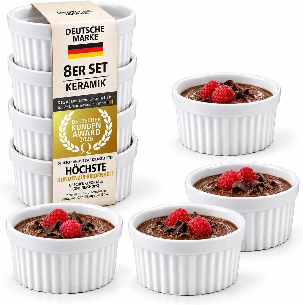 Weiße Dessertschalen, 8er-Set, Amazon-Hero ohne Prüfengel
