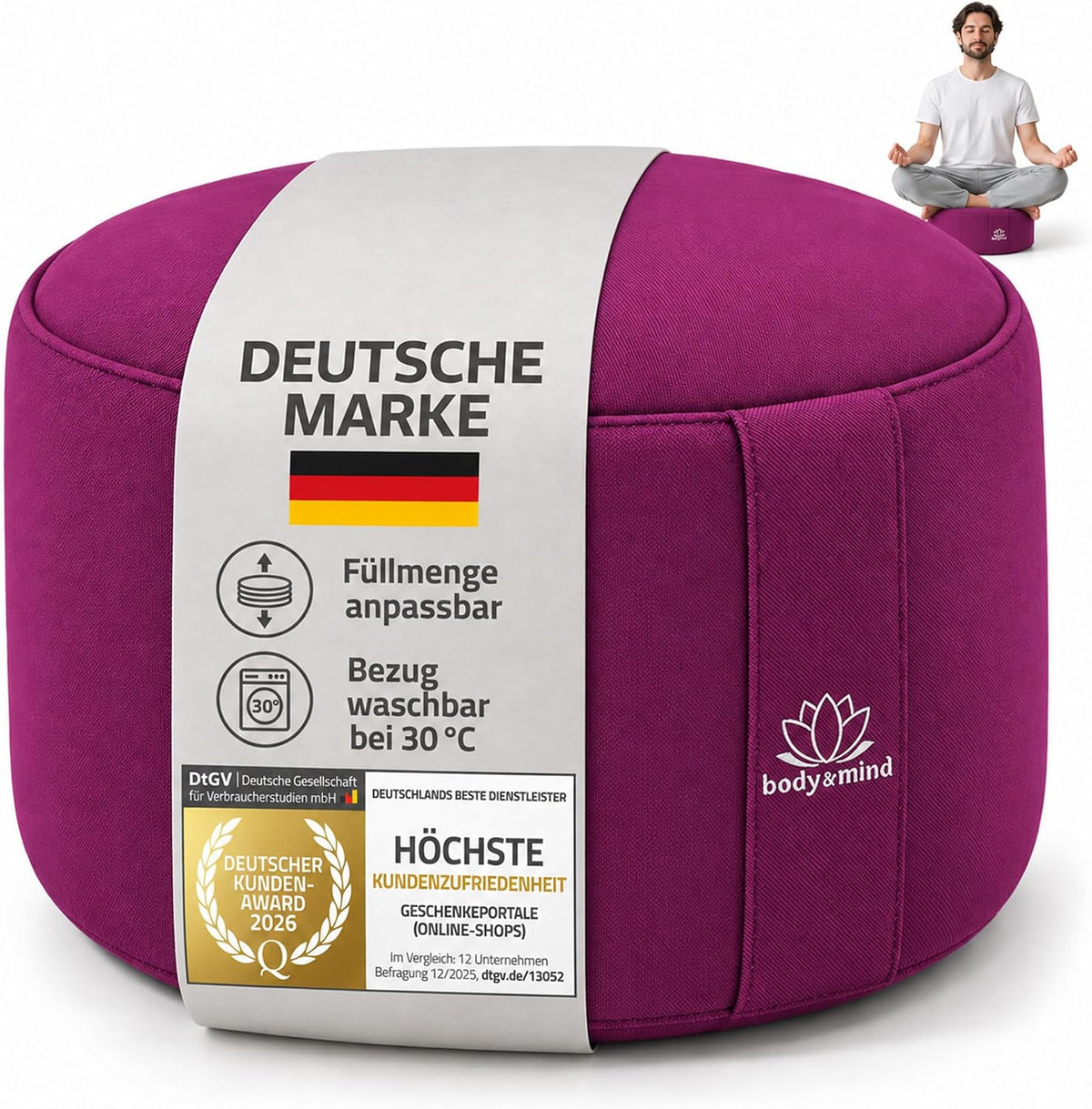 Yoga Meditationskissen Violett – Body & Mind®