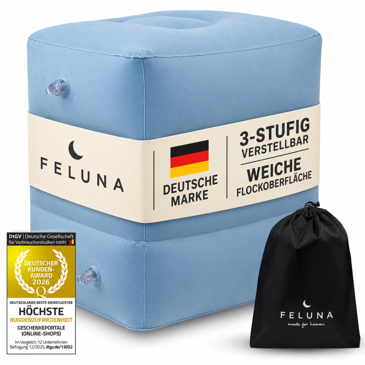 Flugzeug-Fußkissen – hellblaues Reisekissen mit Verpackung #Farbe_Hellblau