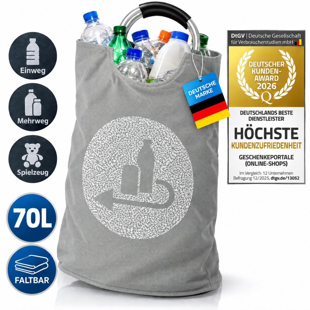 Faltbarer Flaschensammler & Leergutkorb 70L – Stabil & Robust