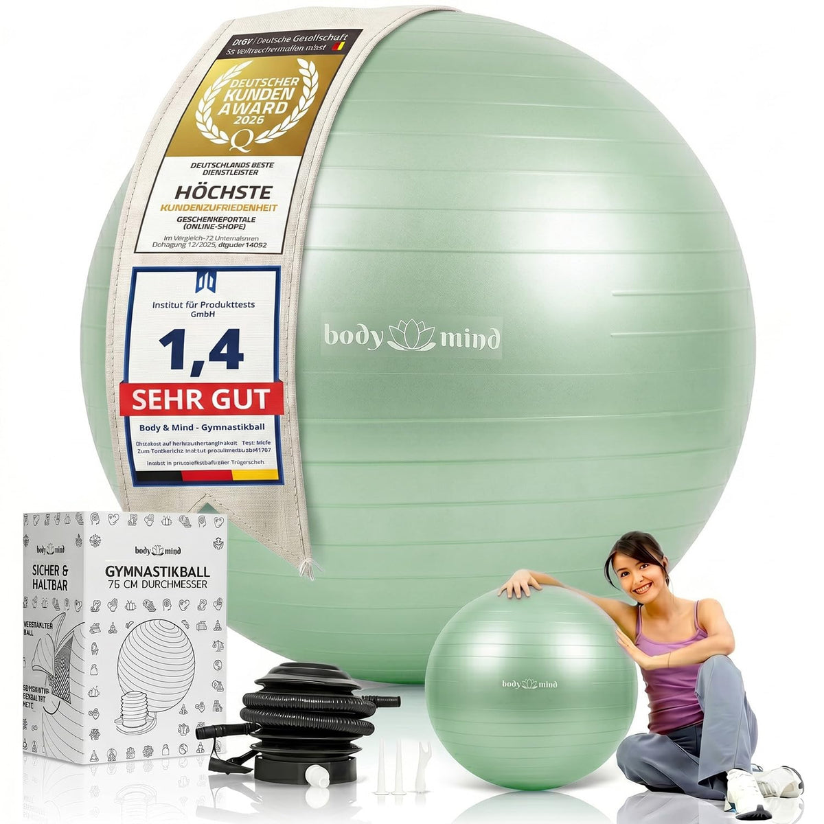 Body & Mind Gymnastikball in Grün – Amazon-Hero B0G25QMM8C