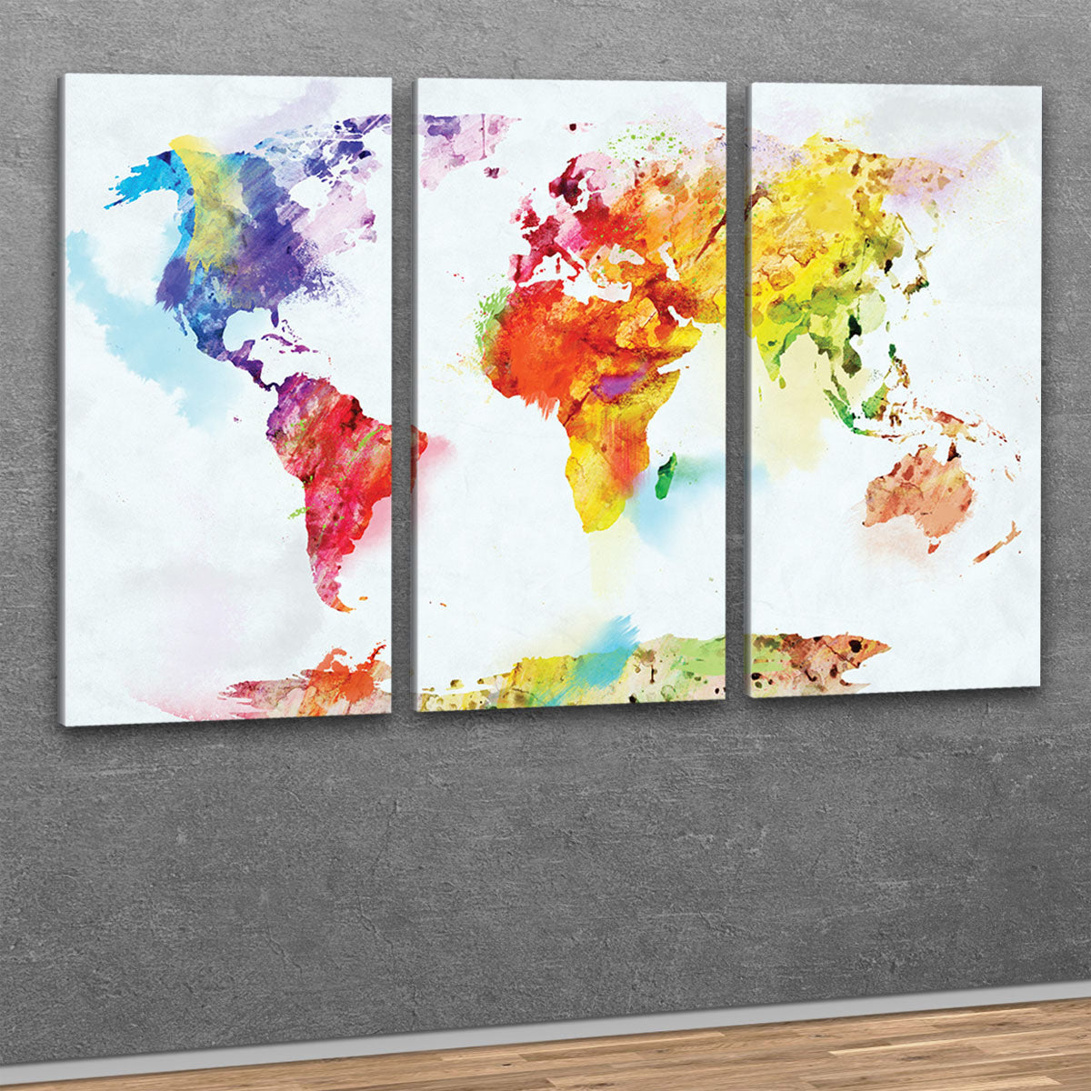 Bunte-Aquarelll-Weltkarte-in-Wasserfarben-Optik