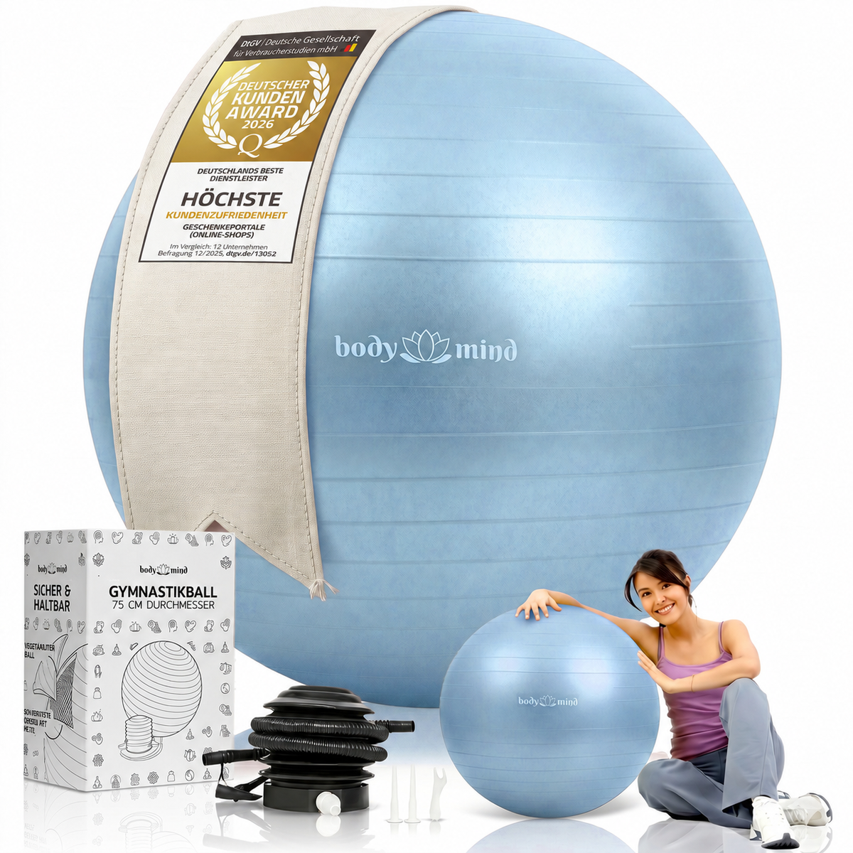 Body & Mind Gymnastikball mit Pumpe - Anti-Burst Pilates & Sitzball