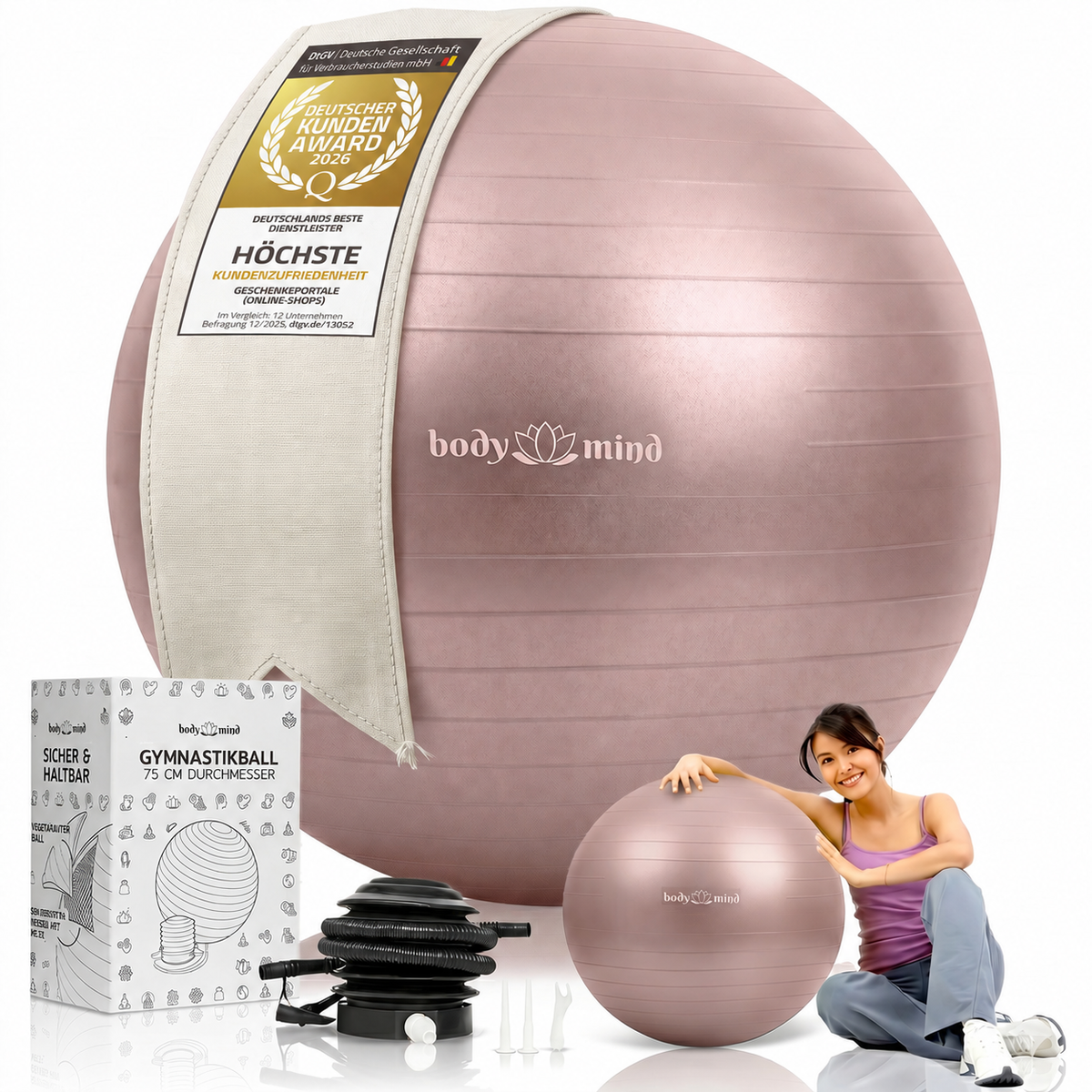 Body & Mind Gymnastikball mit Pumpe - Anti-Burst Pilates & Sitzball
