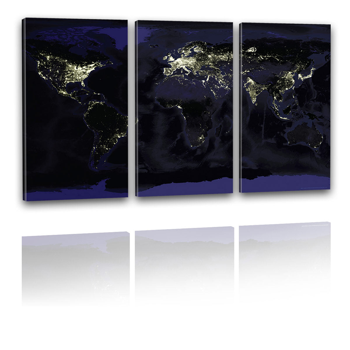 Earthlights-Welt-bei-Nacht-Kunstdruck-Leinwand