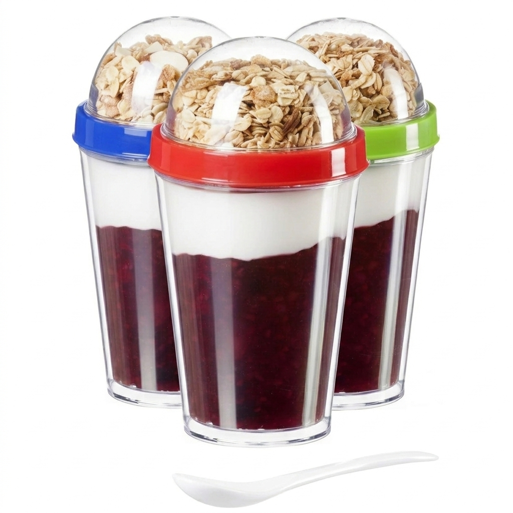 Joghurtbecher für Unterwegs - Müsli 2 go Becher mit Löffel