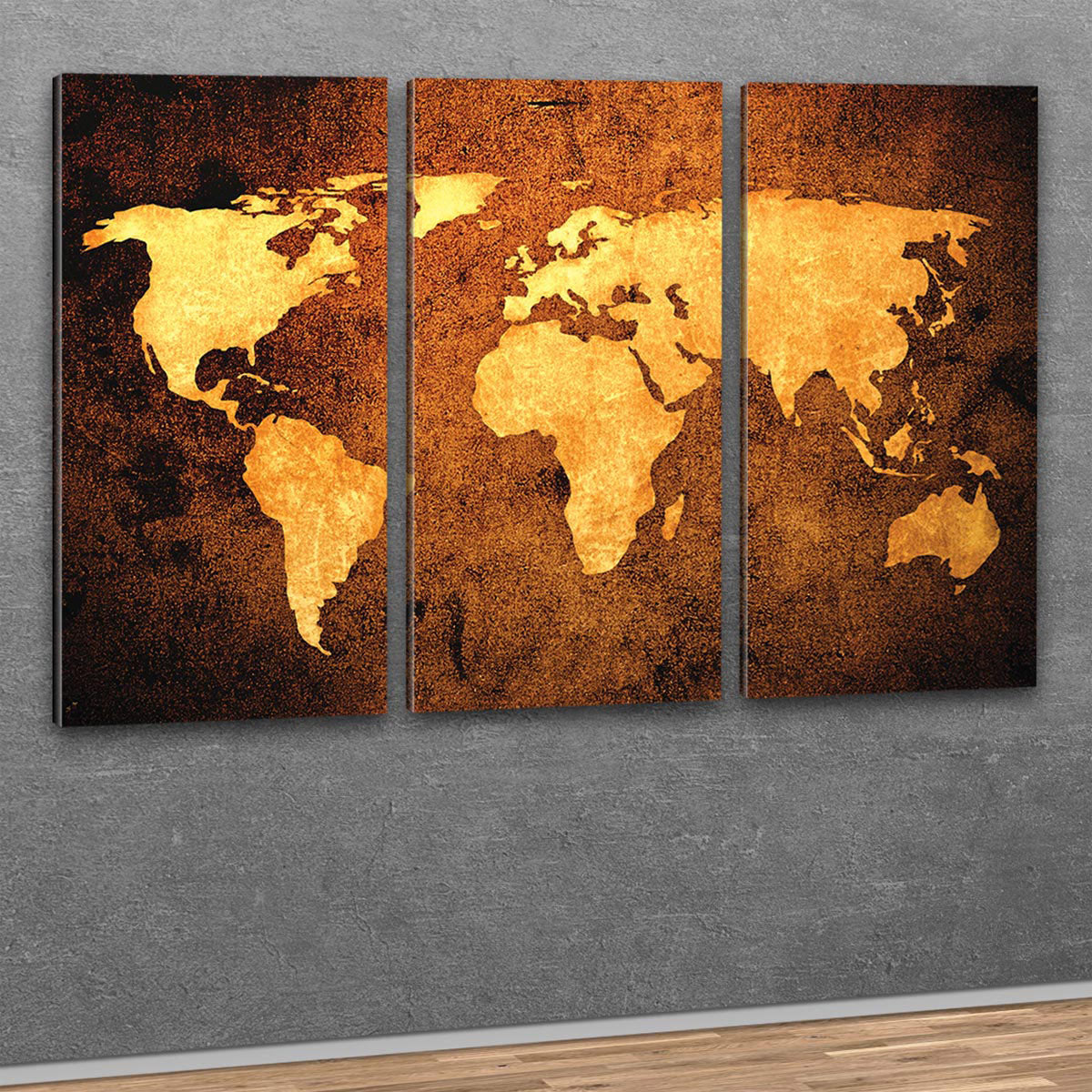 Mehrteilige-Leinwand-Weltkarte-Retro-Optik-3-teilig