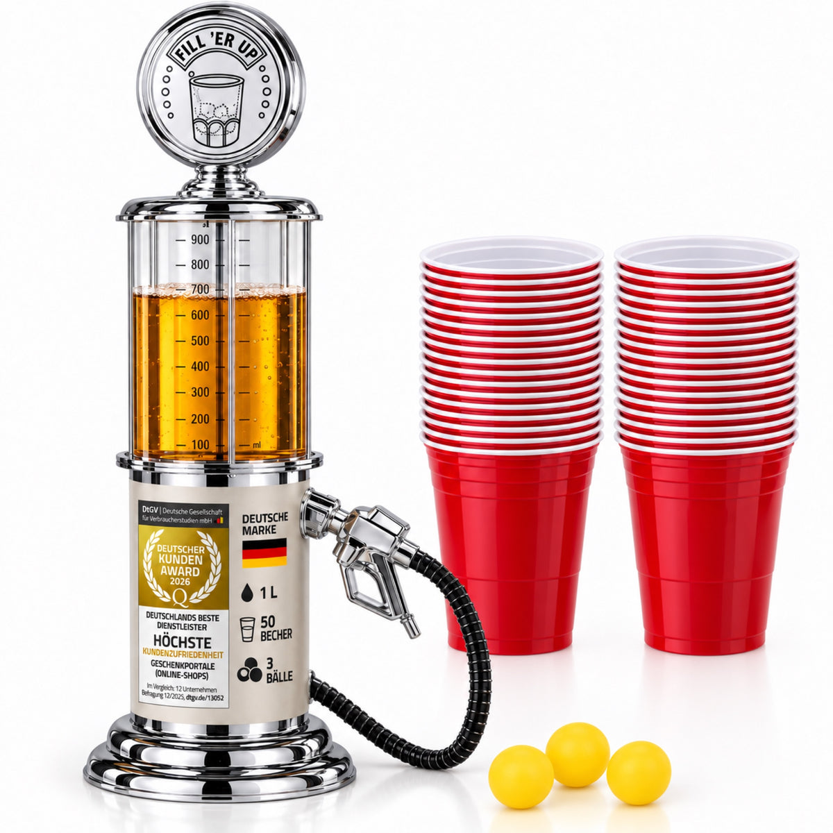 Retro Getränkespender Set 50 Becher 3 Bälle Bild 1 #Variante_Set