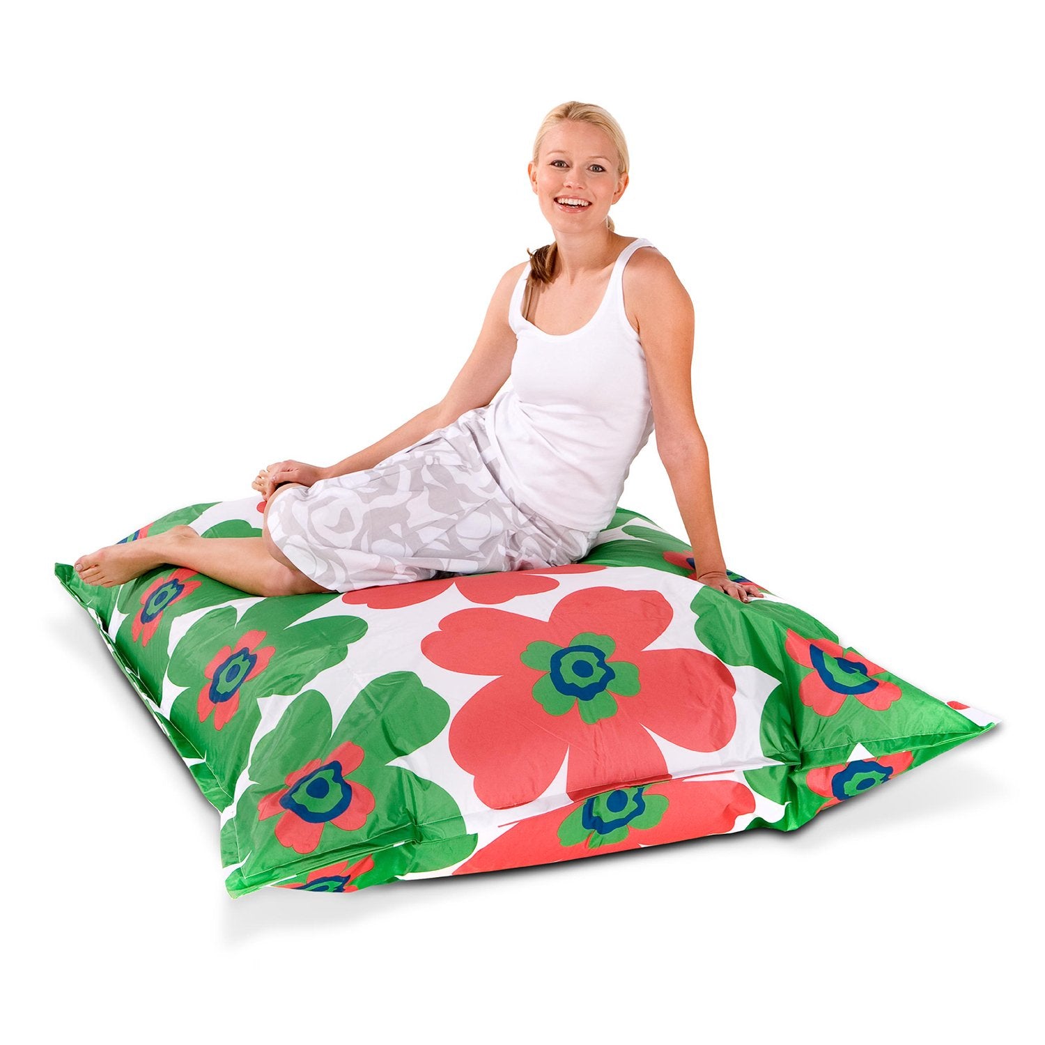 Sitzsack-Floralia-gruen-rot