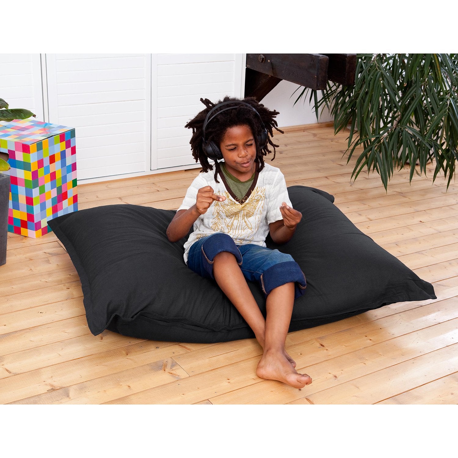 Smoothy-Sitzsack-Junior-Baumwolle-schwarz