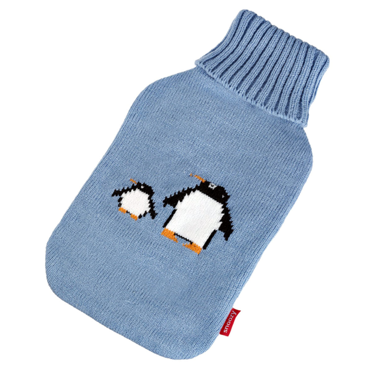 Snoozy-Waermflasche-mit-blauem-Bezug-Pinguin