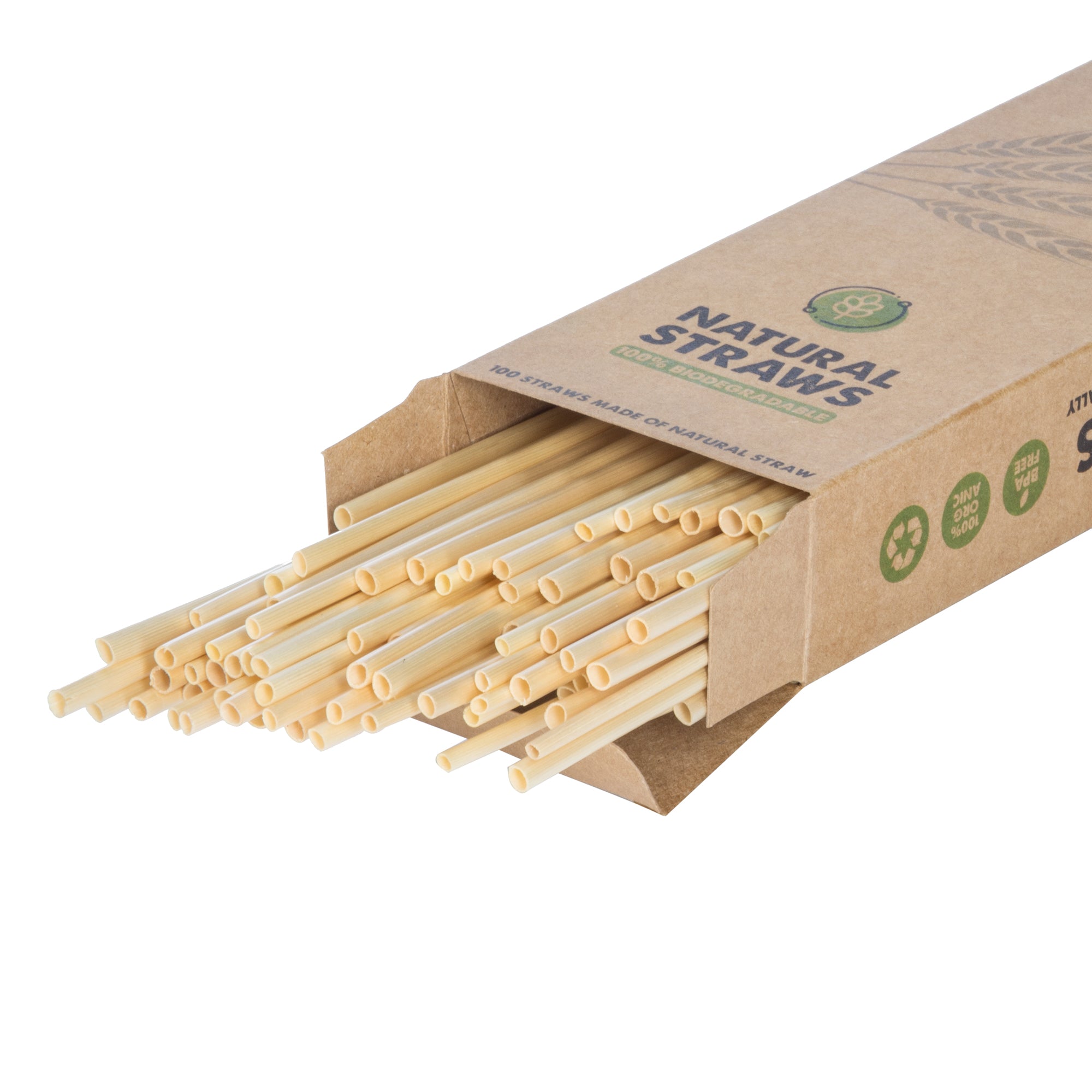 100 Stück Bio Weizenstrohhalme Set biologische Weizen Strohhalme