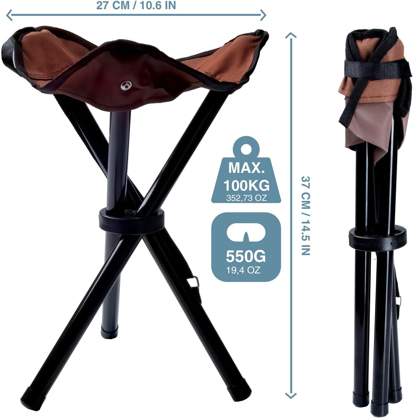 Camping-Hocker – Klappbarer Dreibeinhocker für Festivals & Outdoor