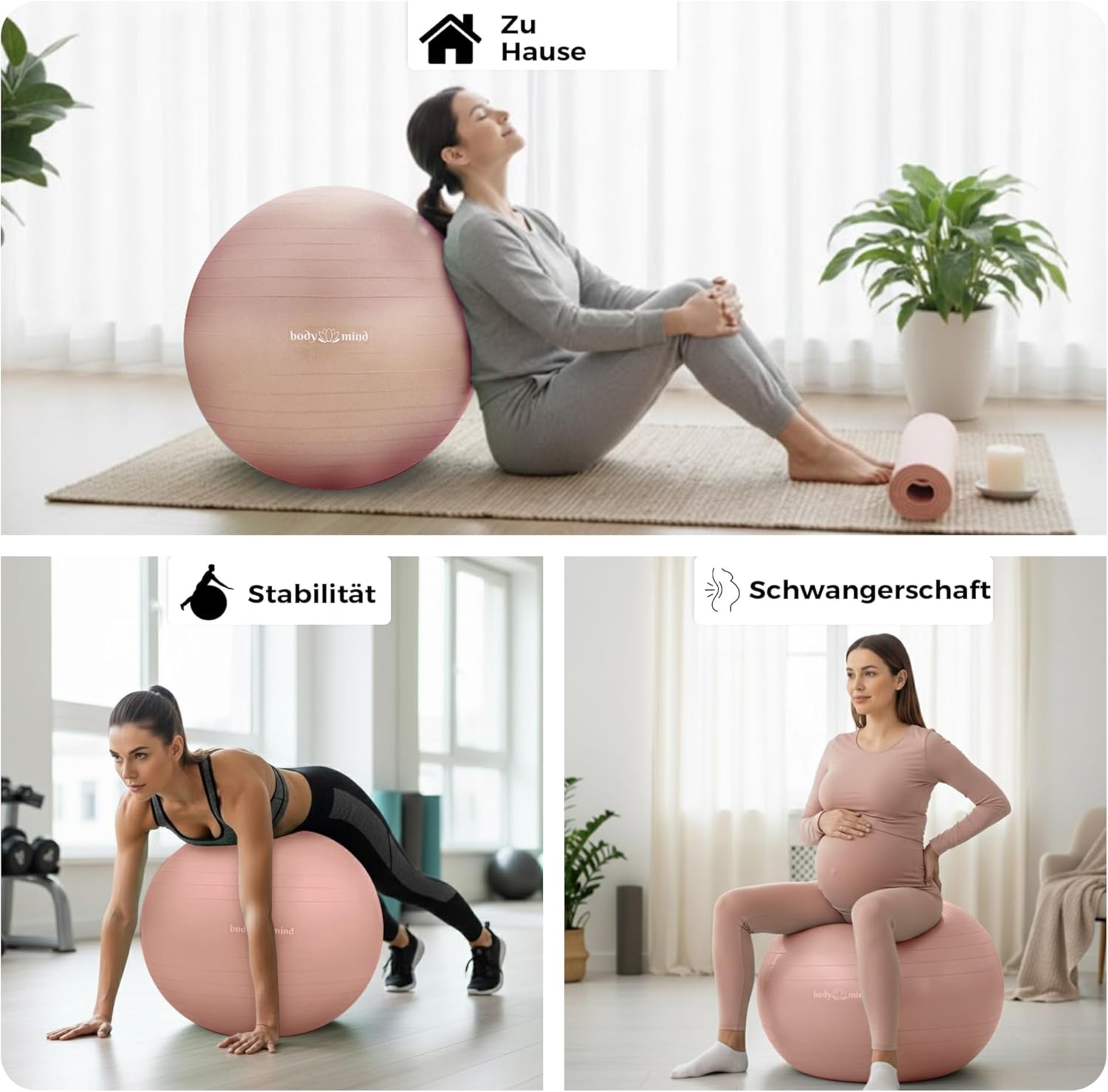 Body & Mind Gymnastikball mit Pumpe - Anti-Burst Pilates & Sitzball