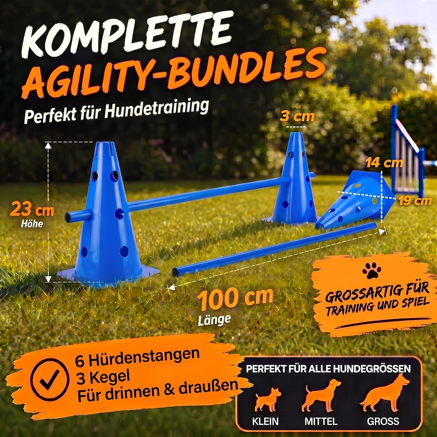 Hunde Agility Tunnel Set 500 cm - Spieltunnel mit Hürden