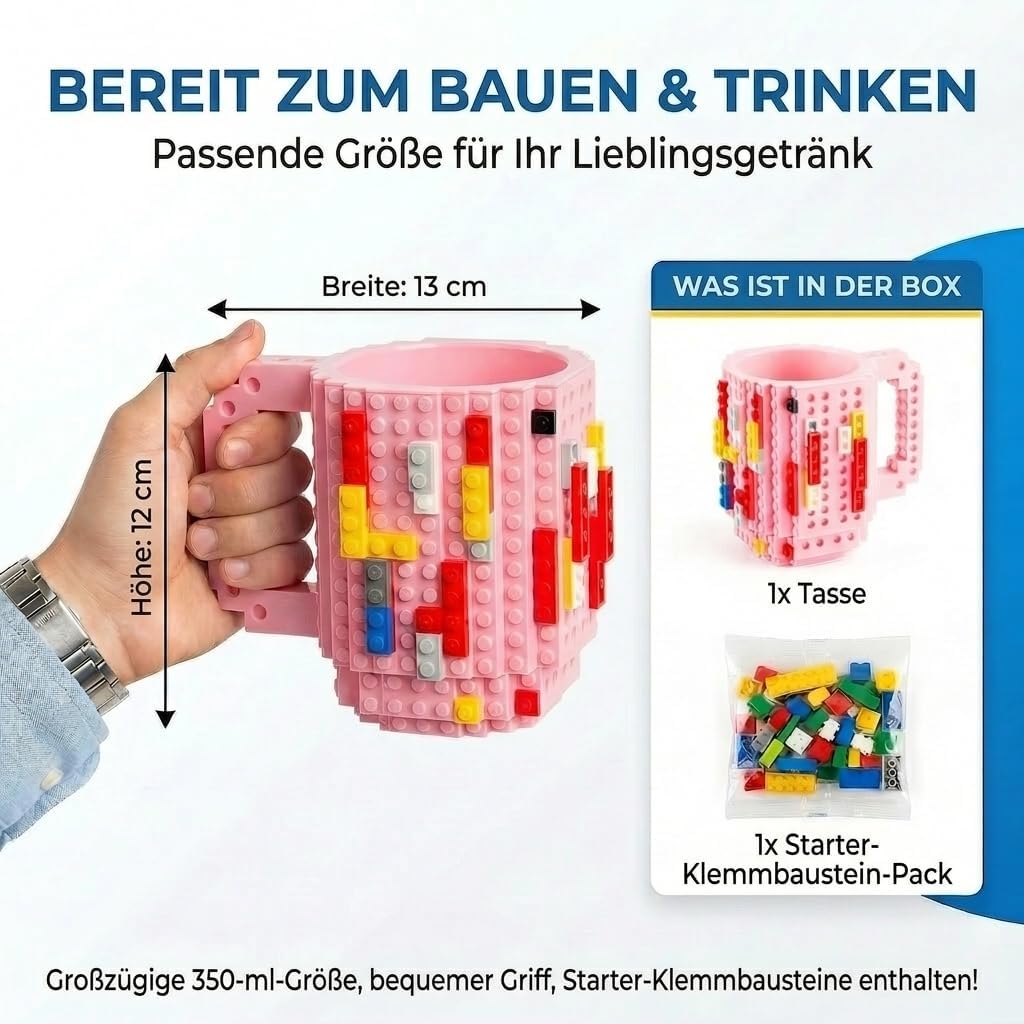 Brick Mug - Bausteine-Kaffeetasse 350ml - Kompatibler DIY Becher