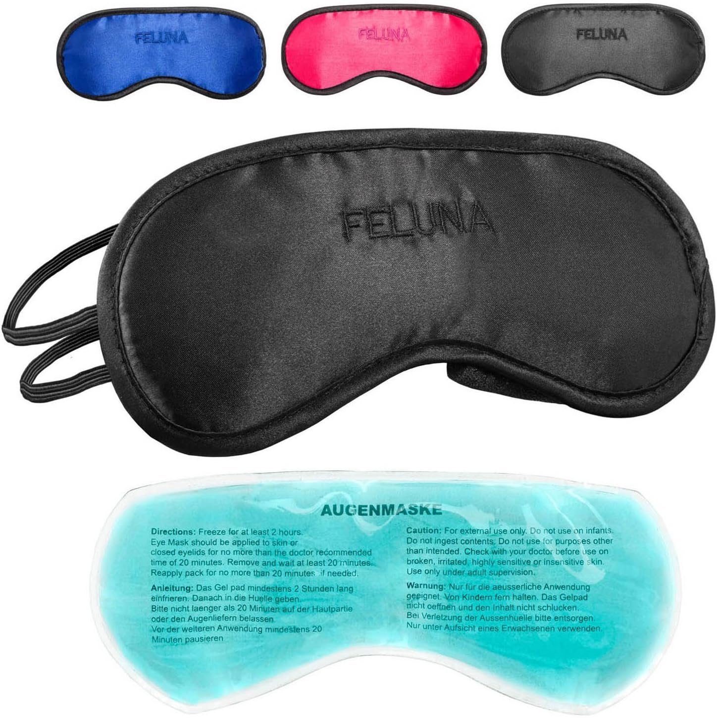 Feluna Schlafmaske mit Kühlpad – Premium Satin Augenmaske