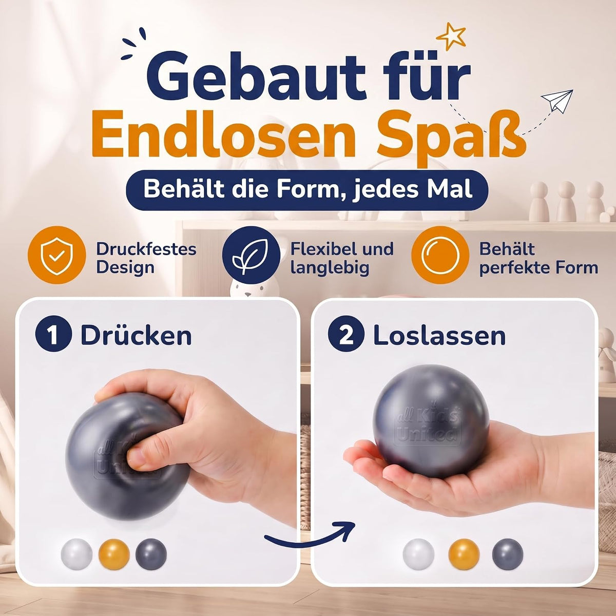 Bällebad-Bälle Gold/Weiß/Silber #Farbe_Gold/Weiß/Silber