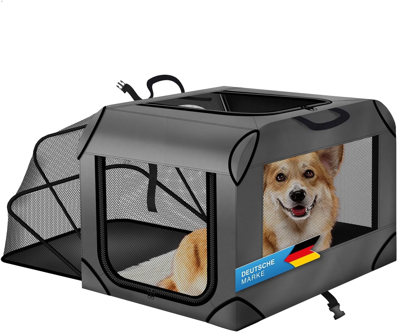 Hundetransportbox & Laufstall Kombi - Faltbare Auto-Hundebox