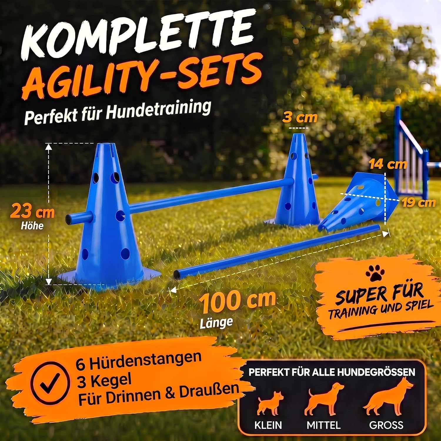 Hunde Agility Tunnel Set 500 cm - Spieltunnel mit Hürden