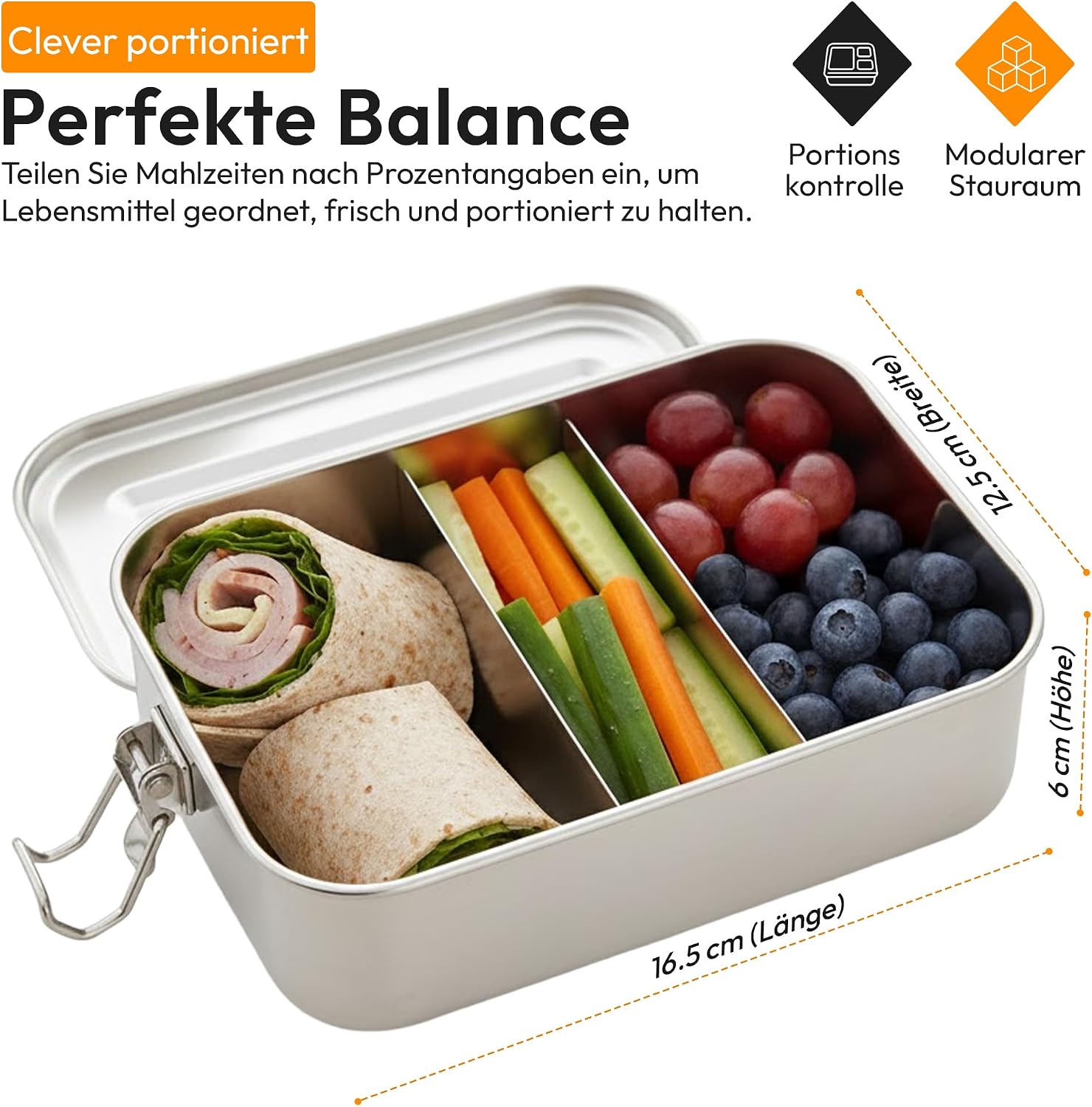Edelstahl Lunchbox mit Baumwollbeutel – Auslaufsichere Bento-Box