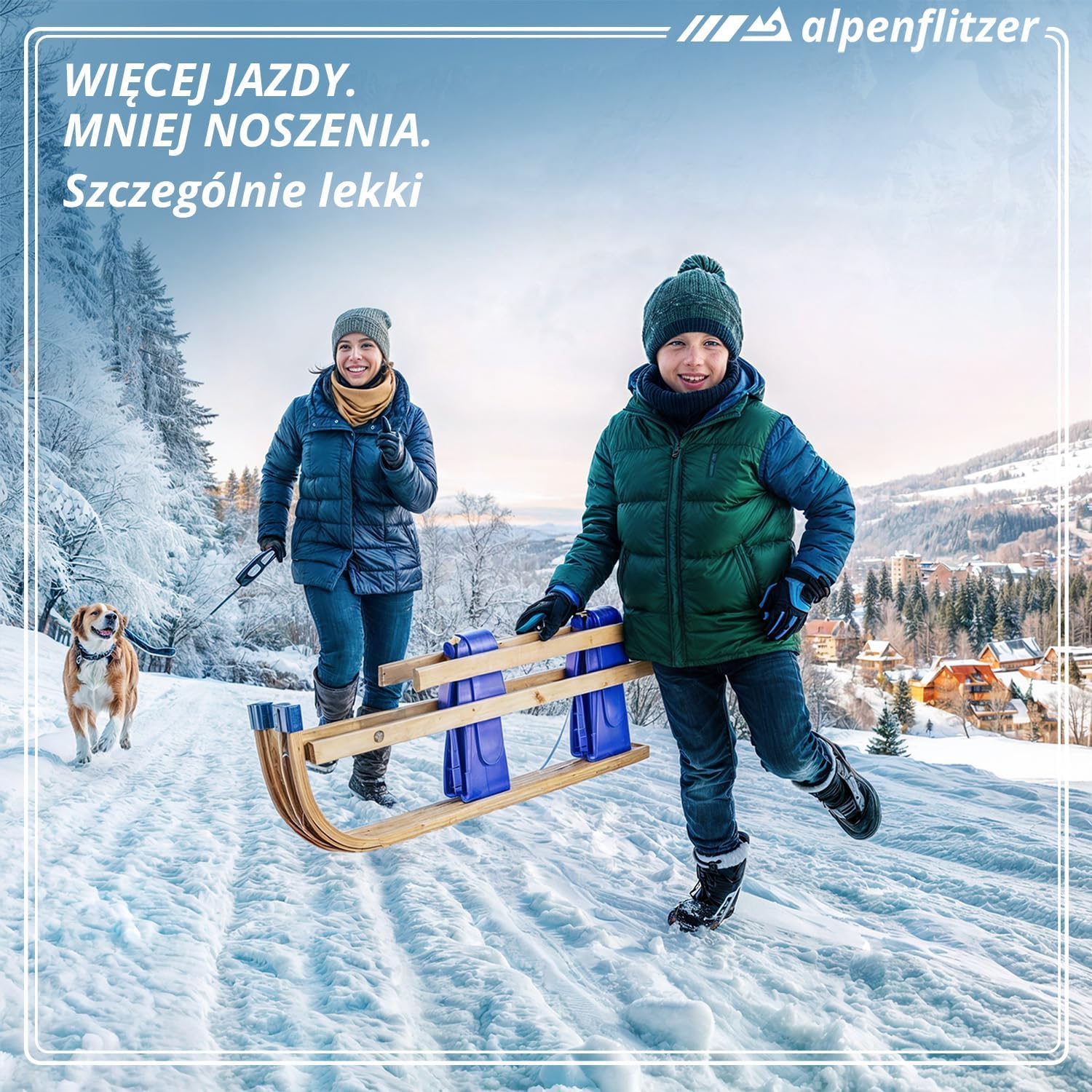 Klappbarer Holzschlitten 110 cm - Robuster Davoser Rodel