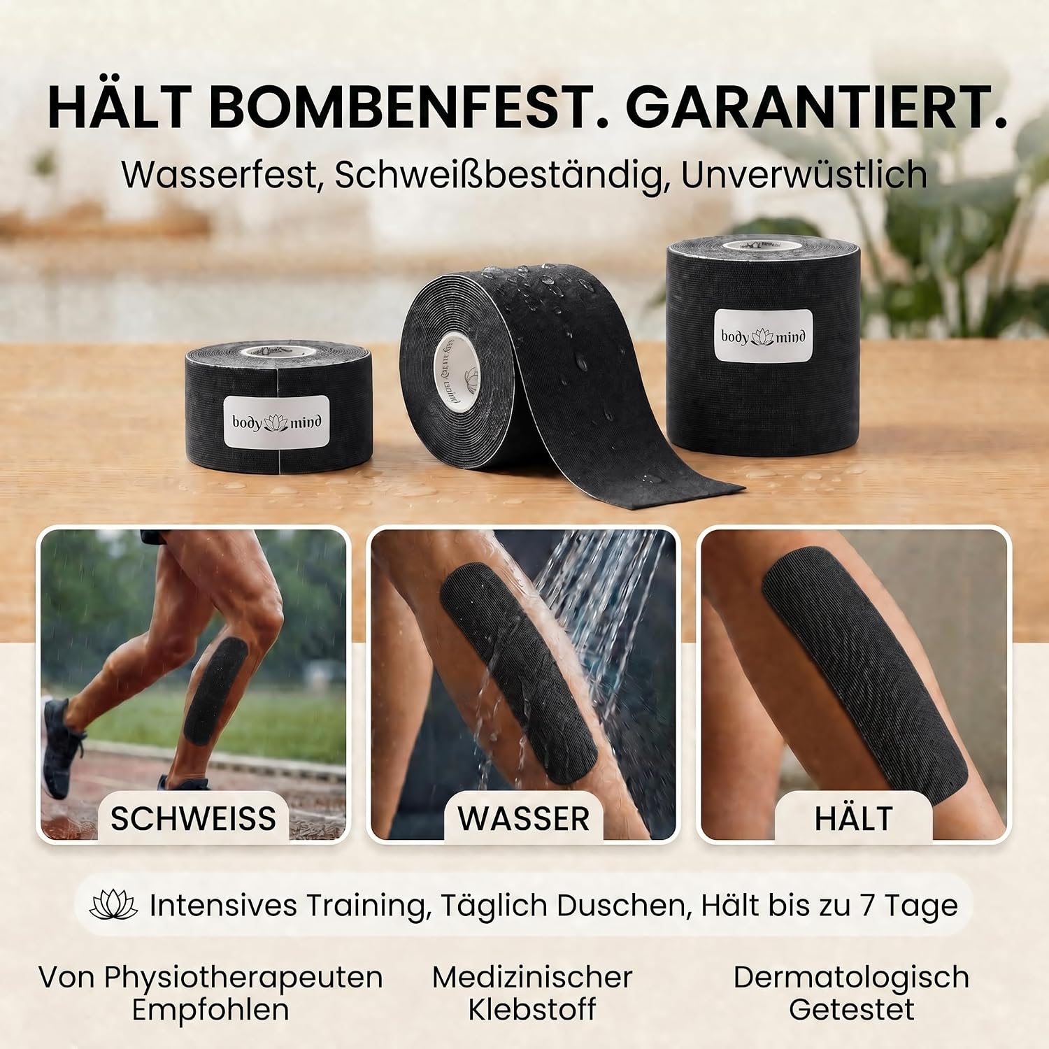 Kinesiologie-Tape 5cm x 5m – Elastisches Physio-Sporttape