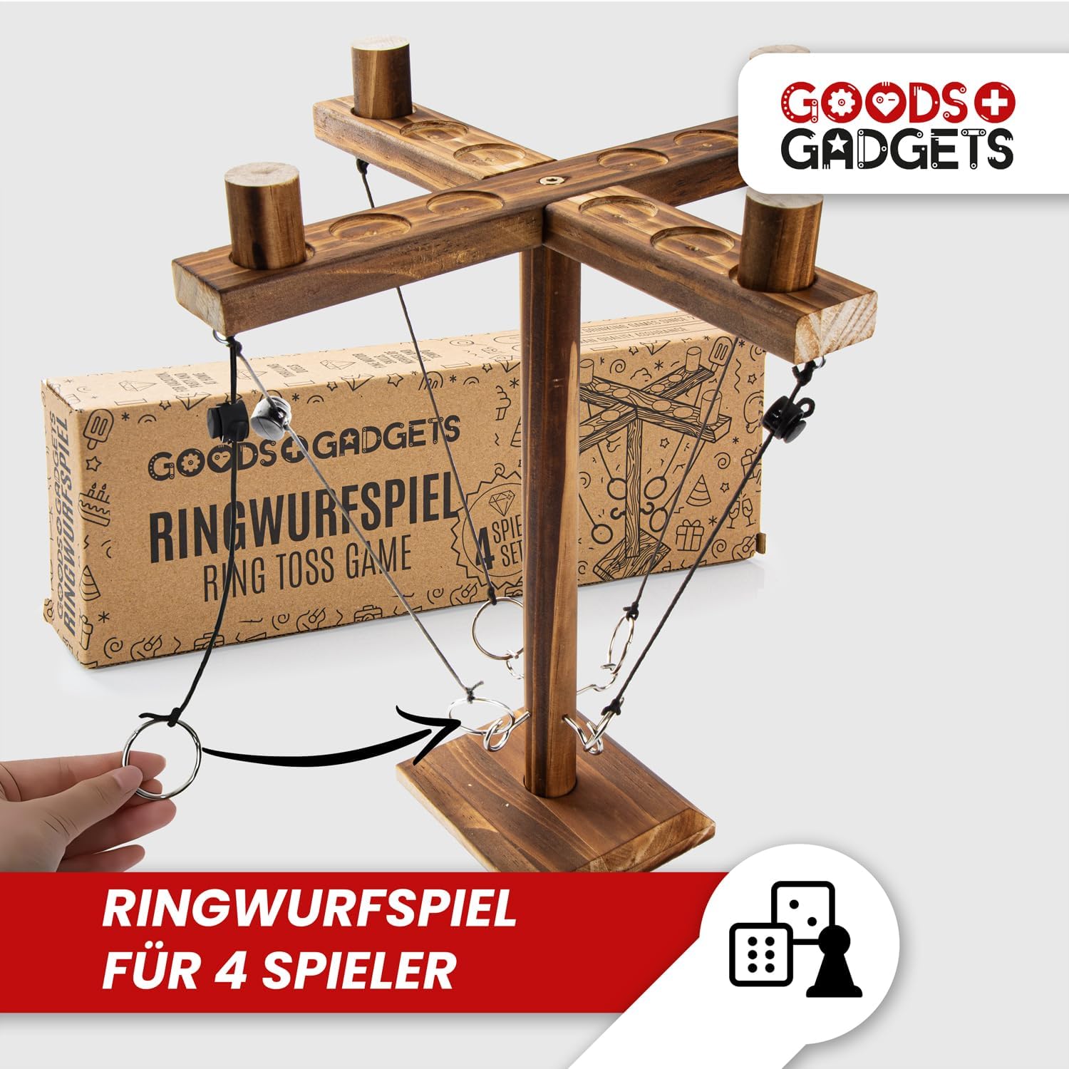 Ringwurf-Spiel Deluxe 2.0 aus Holz – Spannendes Party-Haken-Spiel