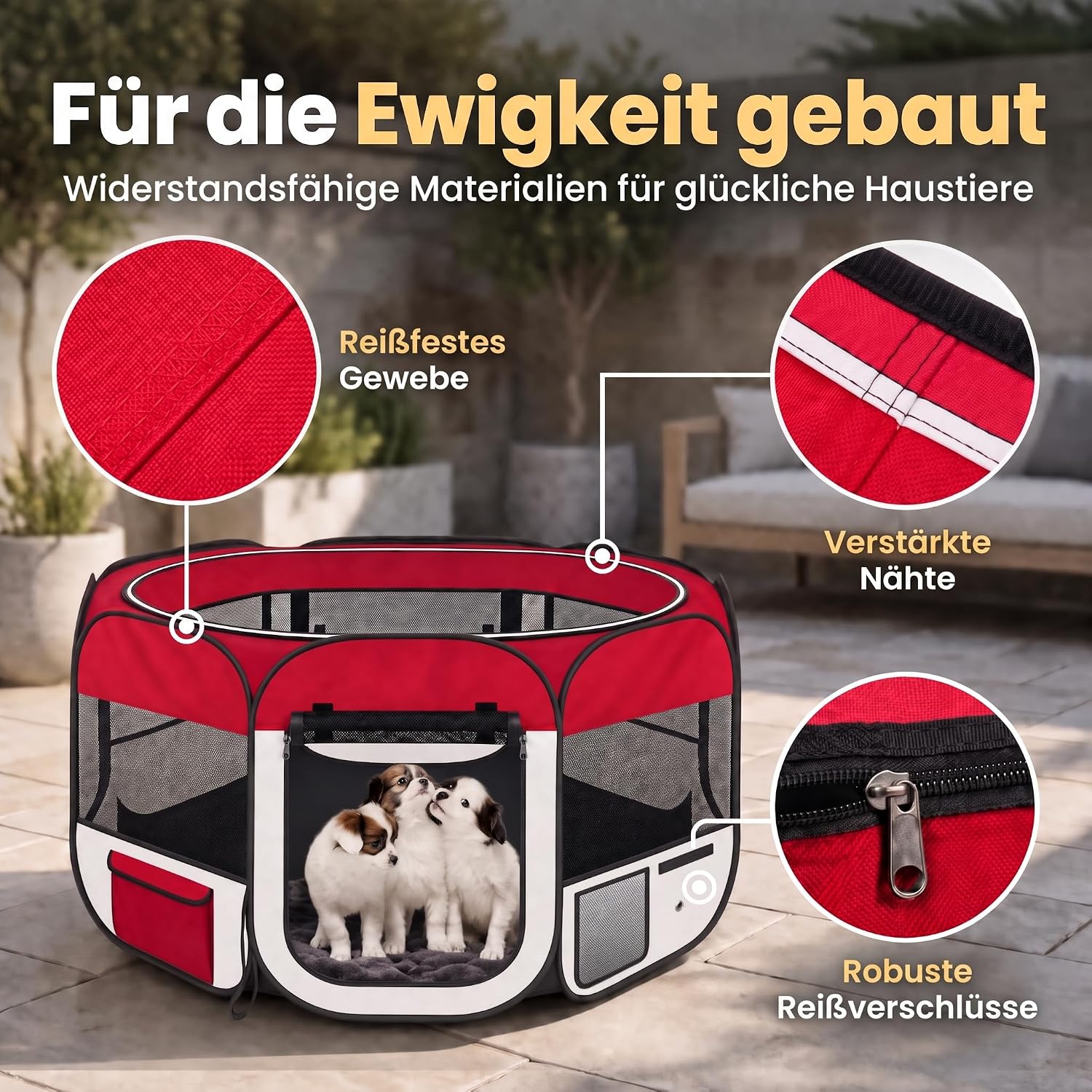 XXL Welpenlaufstall - Faltbares Hundegehege für Innen & Außen