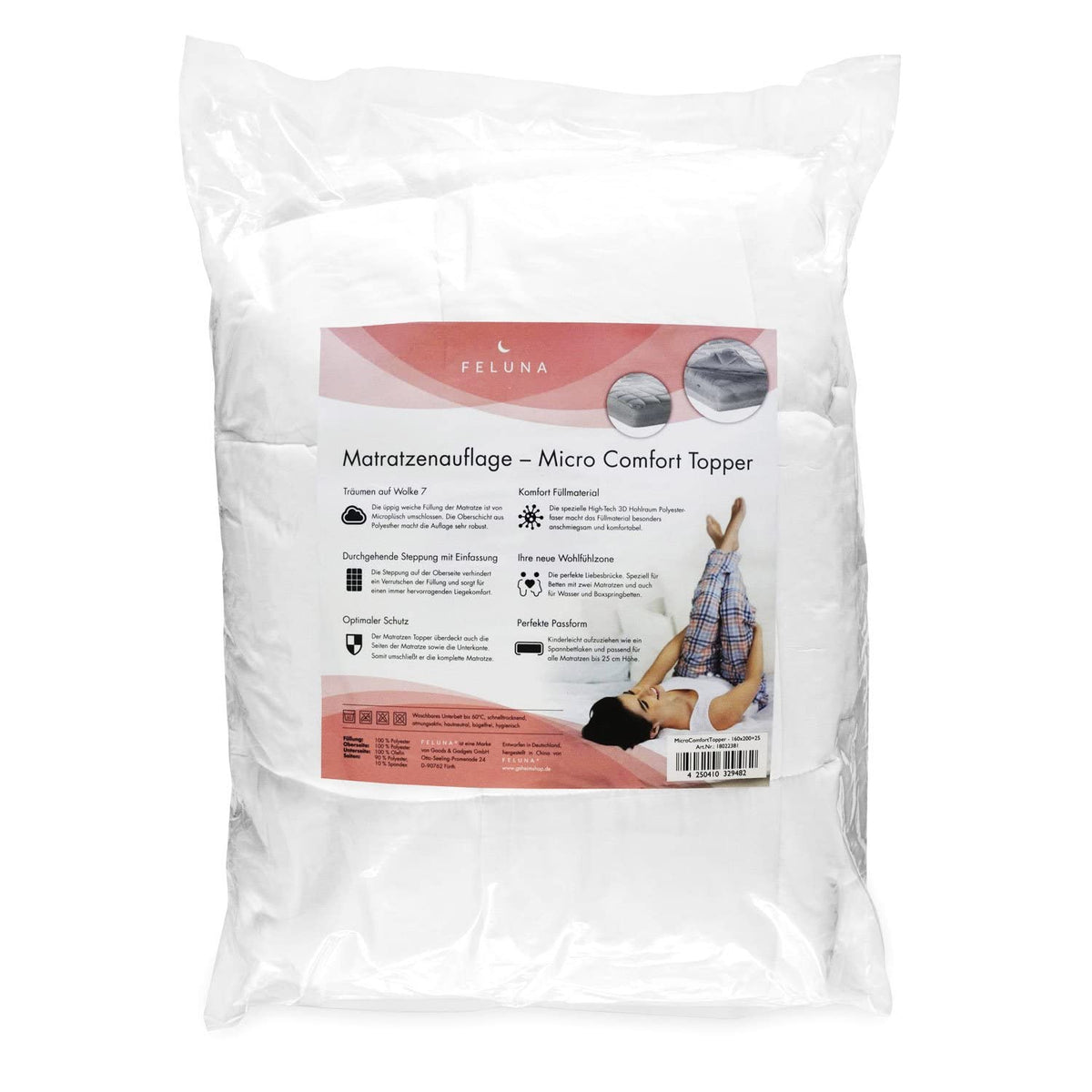 Feluna Mikrofaser Matratzentopper 80x200cm – Atmungsaktive Auflage – PT07