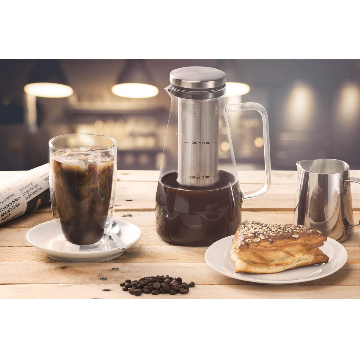 Pour Over Kaffeebereiter - Glaskaraffe mit Edelstahl-Filter – PT04