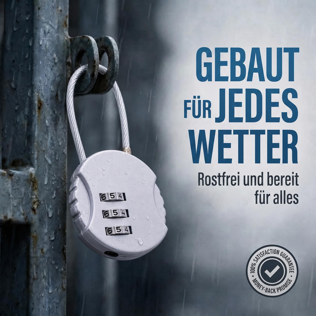 Zahlenschloss mit Stahlseil - Wetterfestes Kofferschloss für Reisen – PT04
