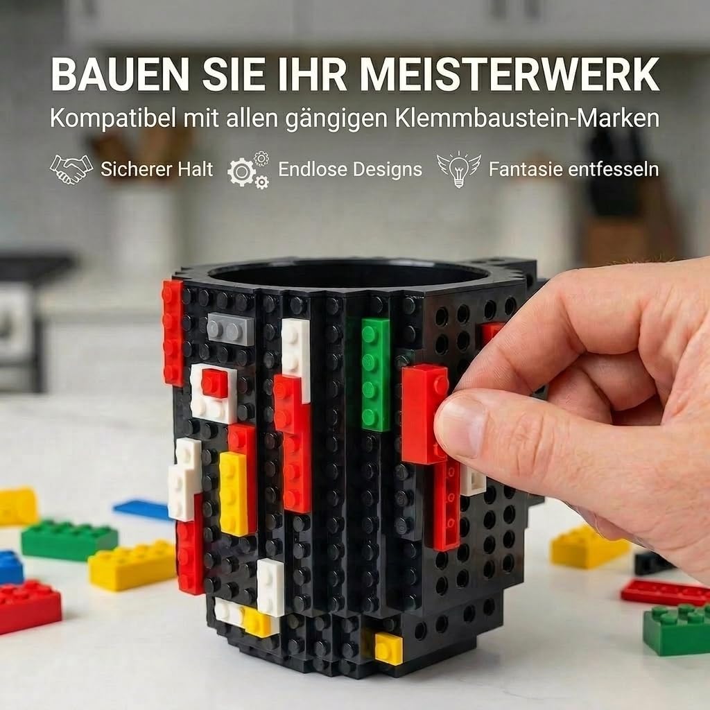 Brick Mug - Bausteine-Kaffeetasse 350ml - Kompatibler DIY Becher