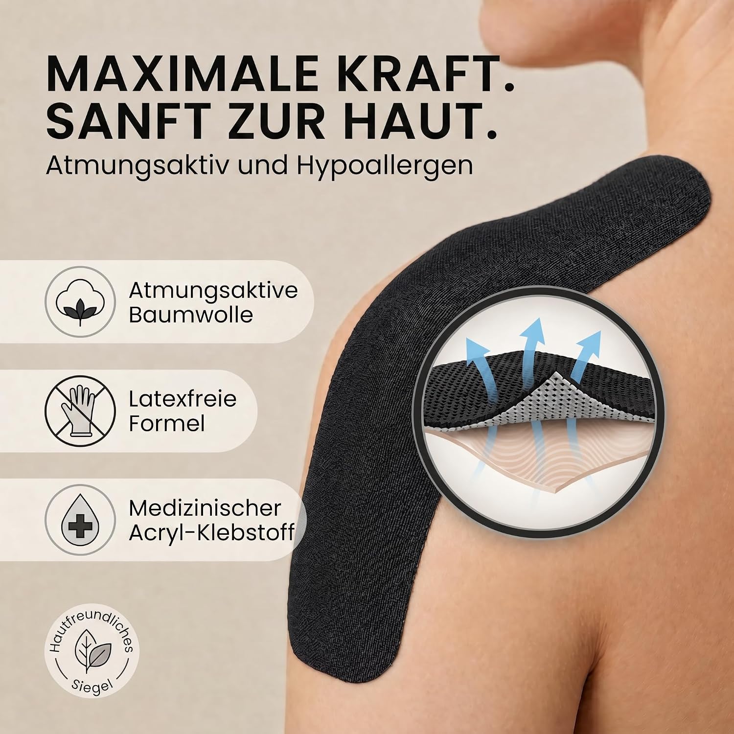 Kinesiologie-Tape 5cm x 5m – Elastisches Physio-Sporttape