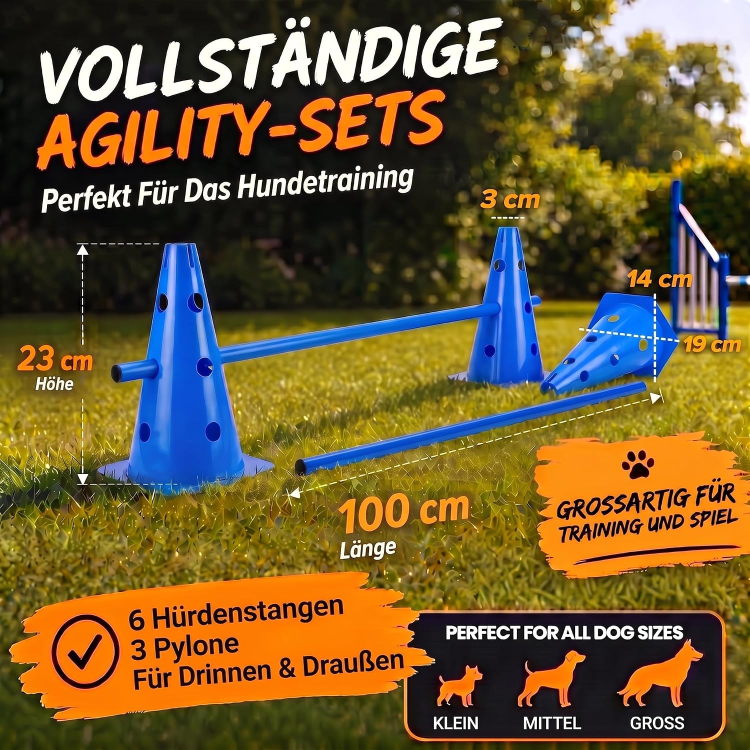 Hunde Agility Tunnel Set 500 cm - Spieltunnel mit Hürden
