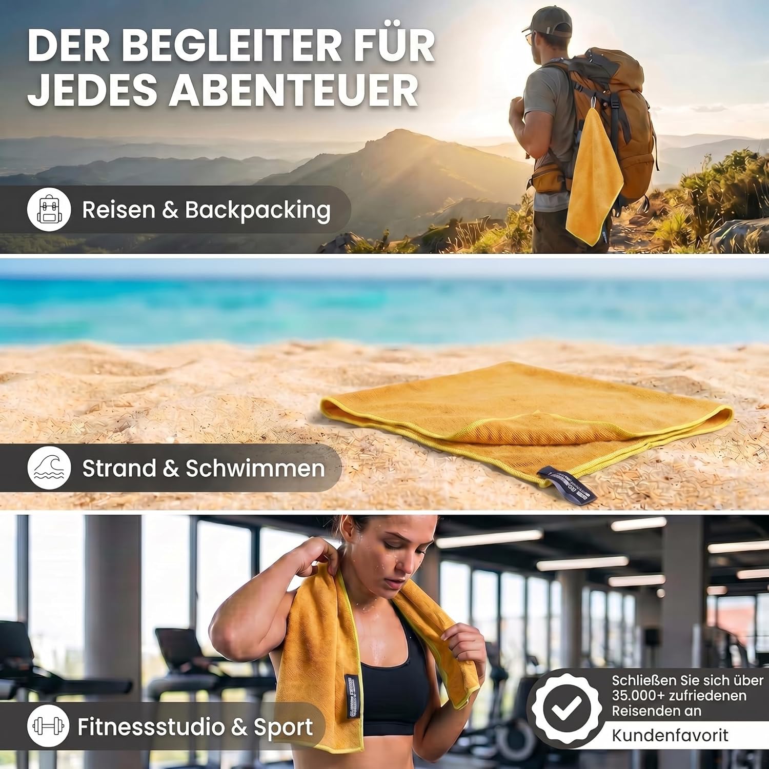 Premium Mikrofaser Reisehandtuch 80x40 cm - Schnelltrocknend & Leicht
