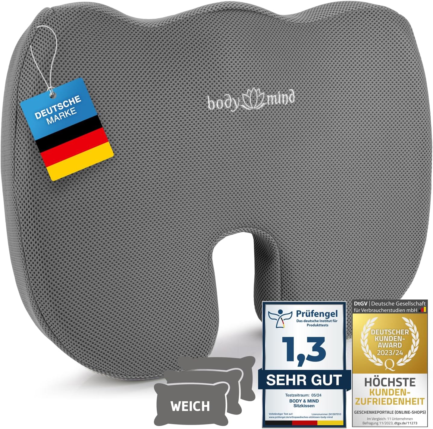 Orthopädisches Keilkissen mit Memory-Foam für Büro & Auto
