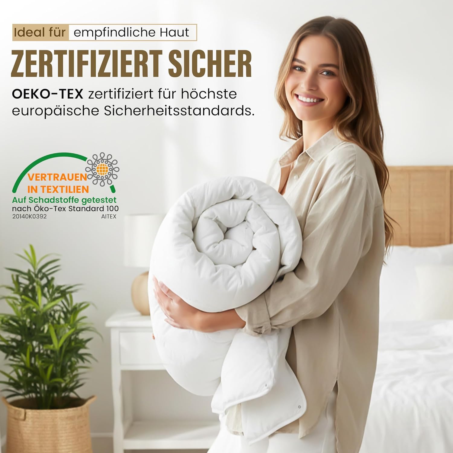 Kamelhaar-Bettdecke 4-Jahreszeiten 135x200cm - Atmungsaktiv