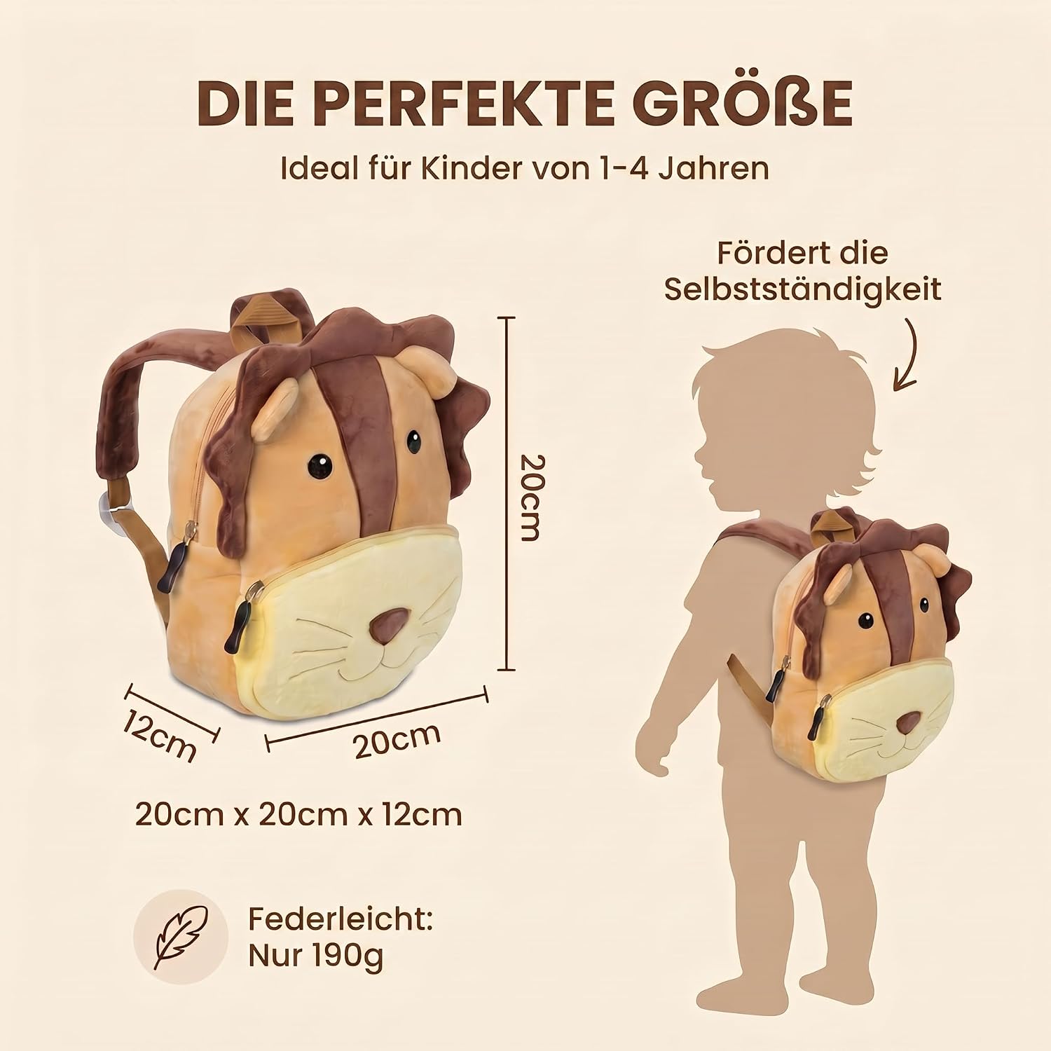 Tier-Kinderrucksack mit Sicherheitsleine für Kleinkinder