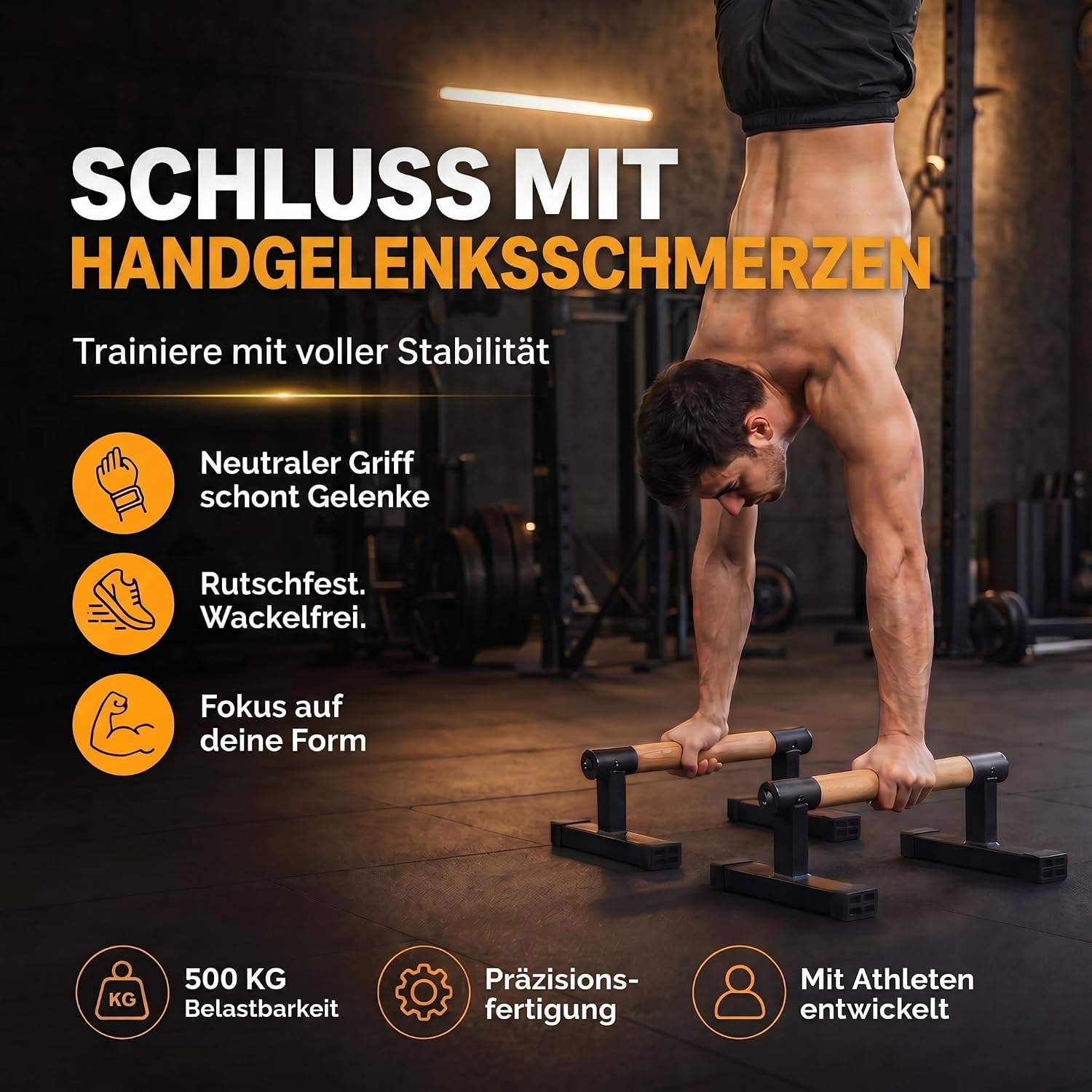 Parallettes Liegestützgriffe - Ergonomische Holzgriffe für Calisthenics