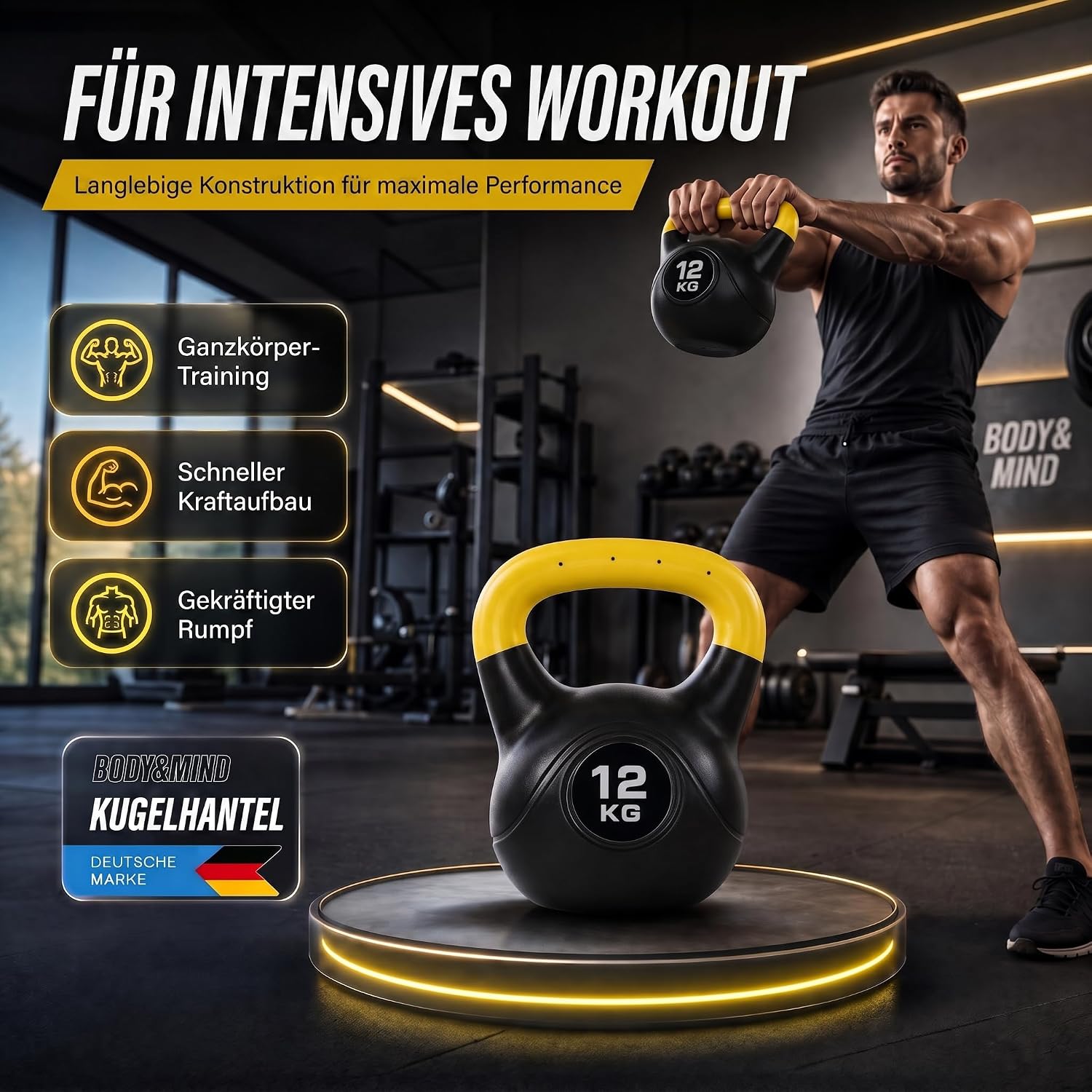 Kettlebell Kugelhantel Deluxe 2-20 kg – Bodenschonendes Krafttraining