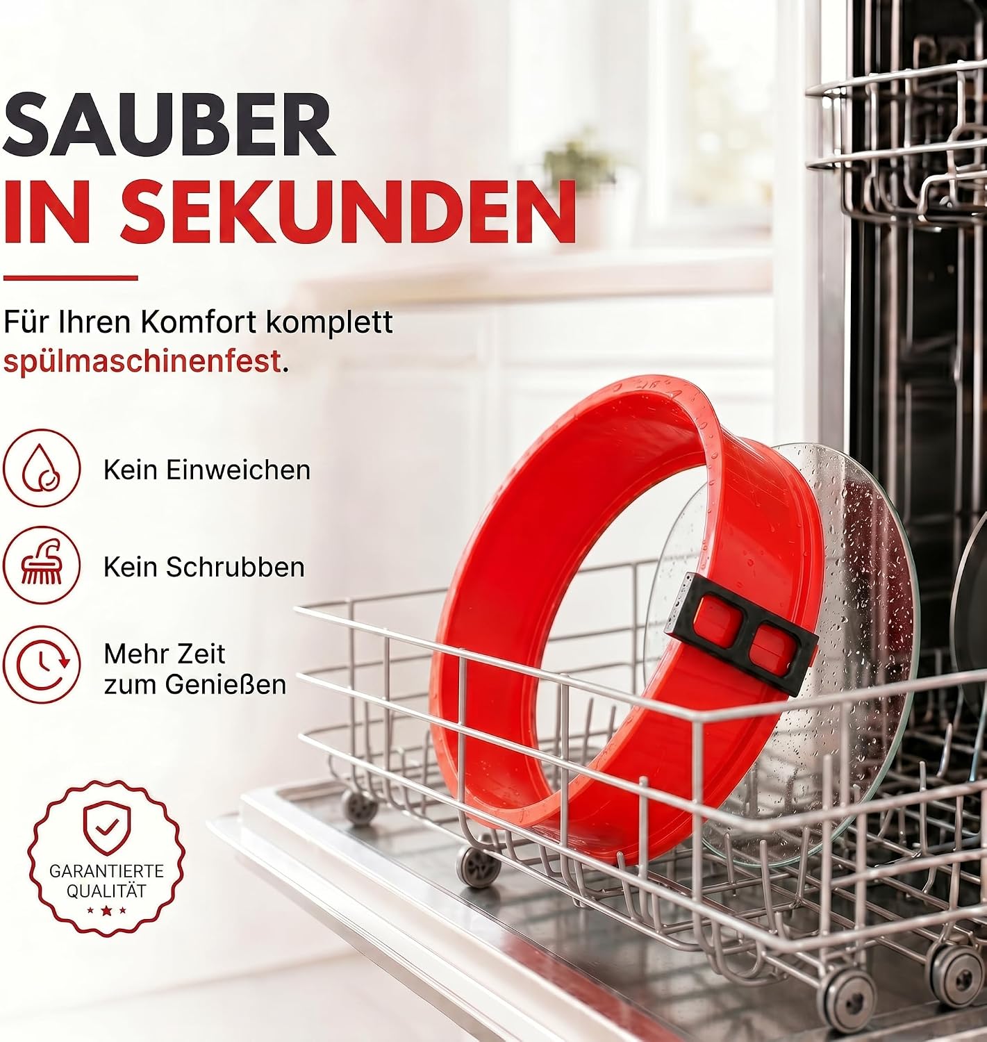 Silikon-Springform 23cm mit Glasboden – Auslaufsicher & Antihaft