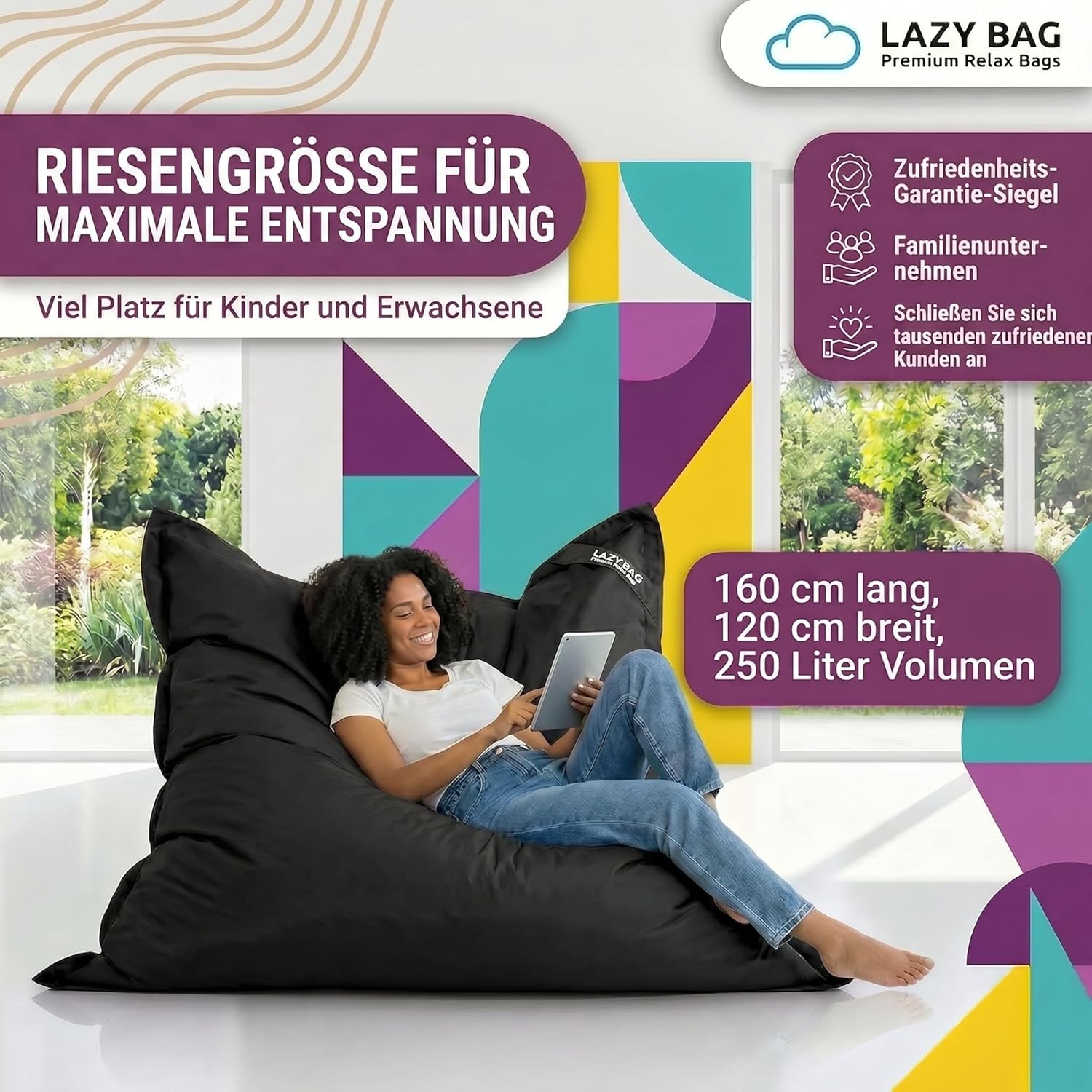 LazyBag Outdoor Sitzsack Junior – Wasserfestes Sitzkissen für Kinder
