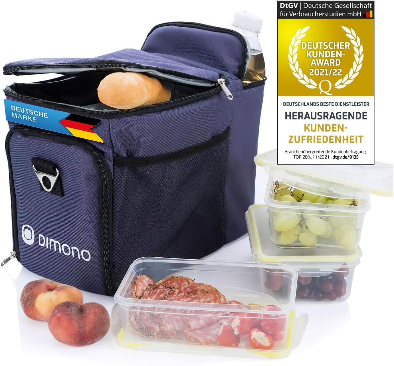 Dimono Kühltasche 15L Set inkl. 3 Frischhaltedosen Blau
