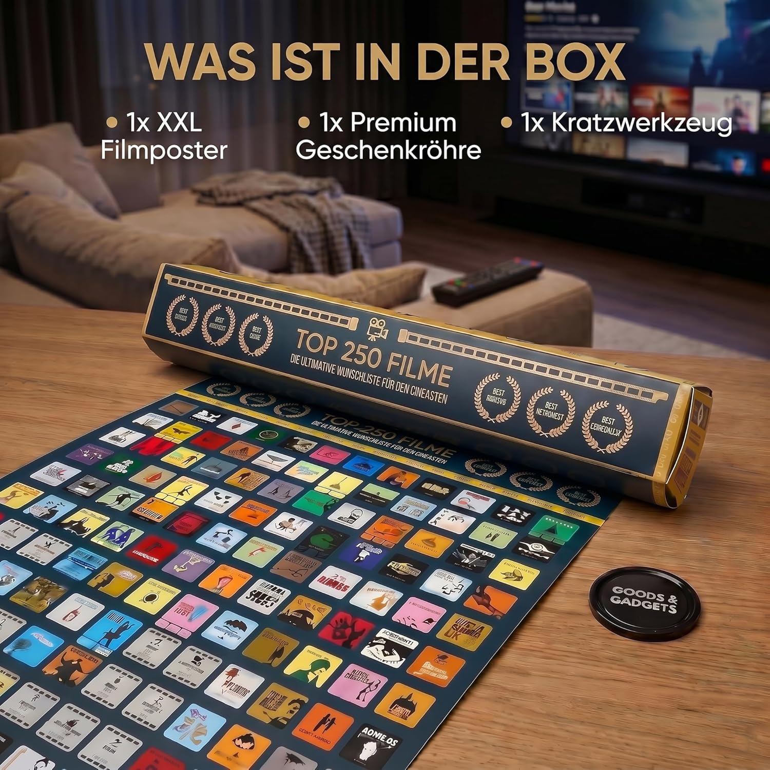 Top 250 Movie Bucket List Scratch Poster XXL - 100x45cm Filmposter