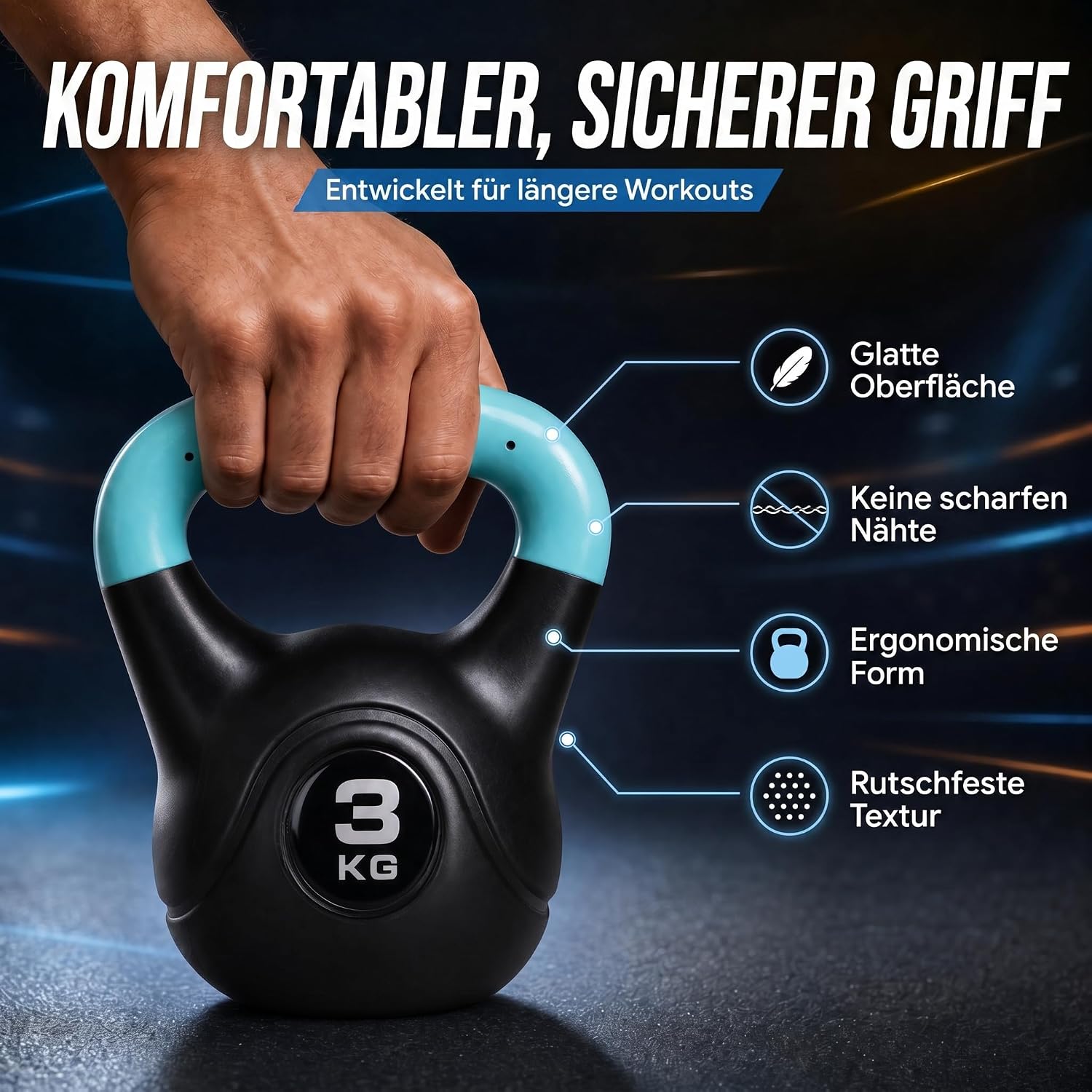 Kettlebell Kugelhantel Deluxe 2-20 kg – Bodenschonendes Krafttraining